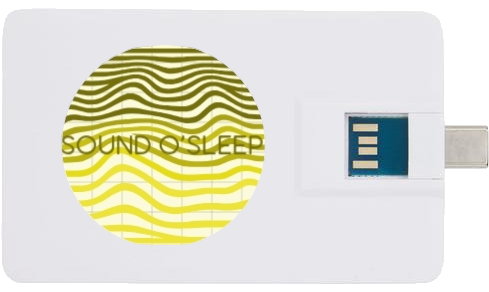 Credit Card Size Sound a Sleep Drive with type A and C usb connectors.